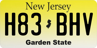 NJ license plate H83BHV