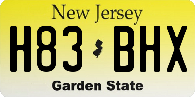 NJ license plate H83BHX