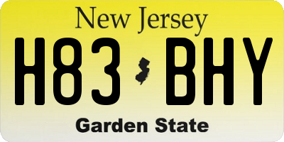 NJ license plate H83BHY