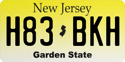 NJ license plate H83BKH