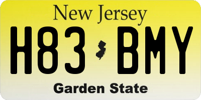 NJ license plate H83BMY