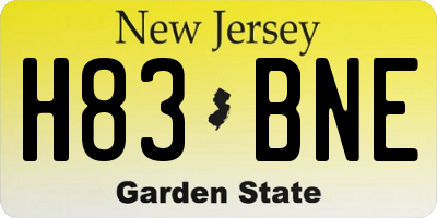 NJ license plate H83BNE