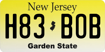 NJ license plate H83BOB