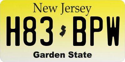 NJ license plate H83BPW