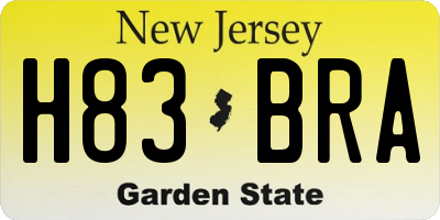 NJ license plate H83BRA