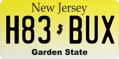 NJ license plate H83BUX