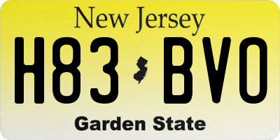 NJ license plate H83BVO