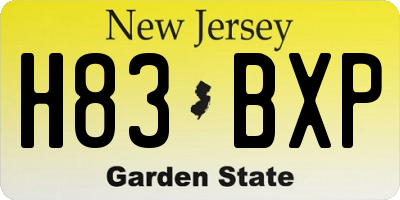 NJ license plate H83BXP