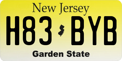 NJ license plate H83BYB