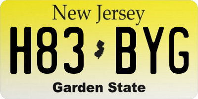 NJ license plate H83BYG