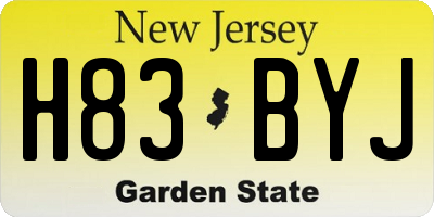 NJ license plate H83BYJ