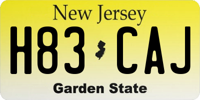 NJ license plate H83CAJ