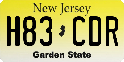NJ license plate H83CDR