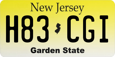 NJ license plate H83CGI