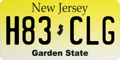NJ license plate H83CLG