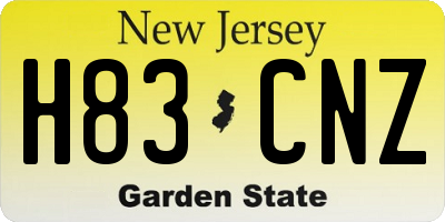 NJ license plate H83CNZ