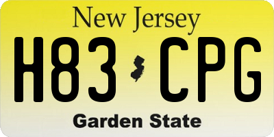 NJ license plate H83CPG