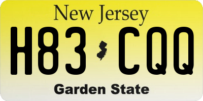 NJ license plate H83CQQ