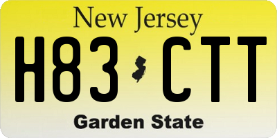 NJ license plate H83CTT