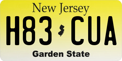 NJ license plate H83CUA