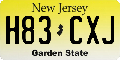 NJ license plate H83CXJ