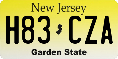 NJ license plate H83CZA