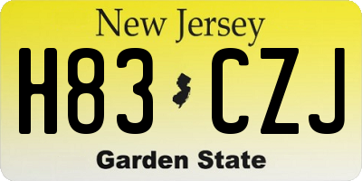 NJ license plate H83CZJ