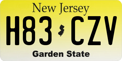 NJ license plate H83CZV