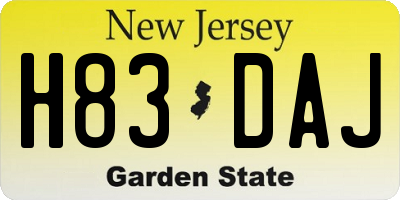NJ license plate H83DAJ