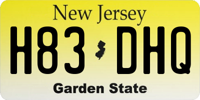 NJ license plate H83DHQ