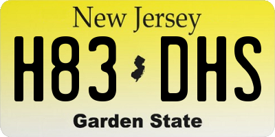 NJ license plate H83DHS