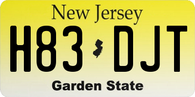 NJ license plate H83DJT