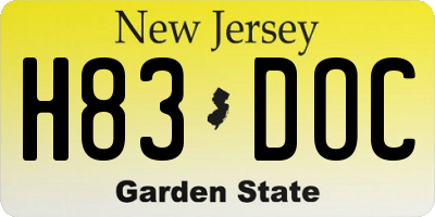 NJ license plate H83DOC