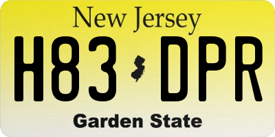 NJ license plate H83DPR