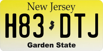 NJ license plate H83DTJ