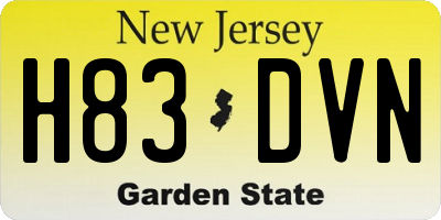 NJ license plate H83DVN