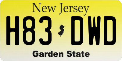 NJ license plate H83DWD