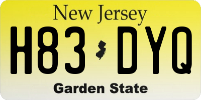NJ license plate H83DYQ