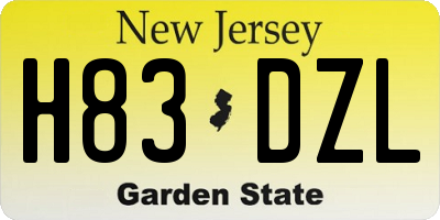 NJ license plate H83DZL