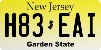 NJ license plate H83EAI
