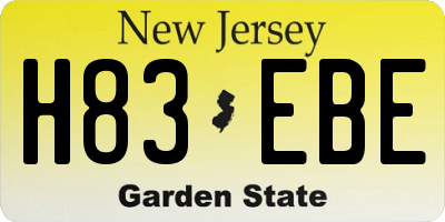 NJ license plate H83EBE