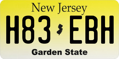 NJ license plate H83EBH
