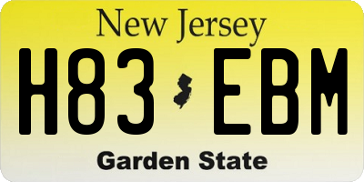 NJ license plate H83EBM