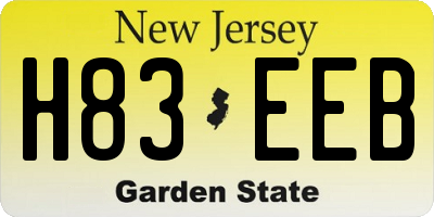 NJ license plate H83EEB