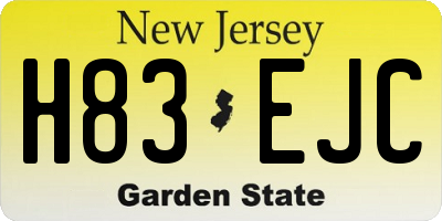 NJ license plate H83EJC