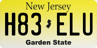 NJ license plate H83ELU