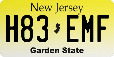 NJ license plate H83EMF