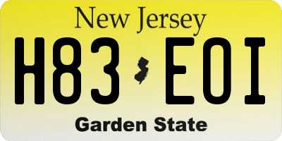 NJ license plate H83EOI