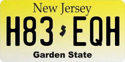 NJ license plate H83EQH