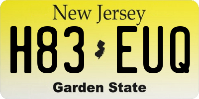 NJ license plate H83EUQ